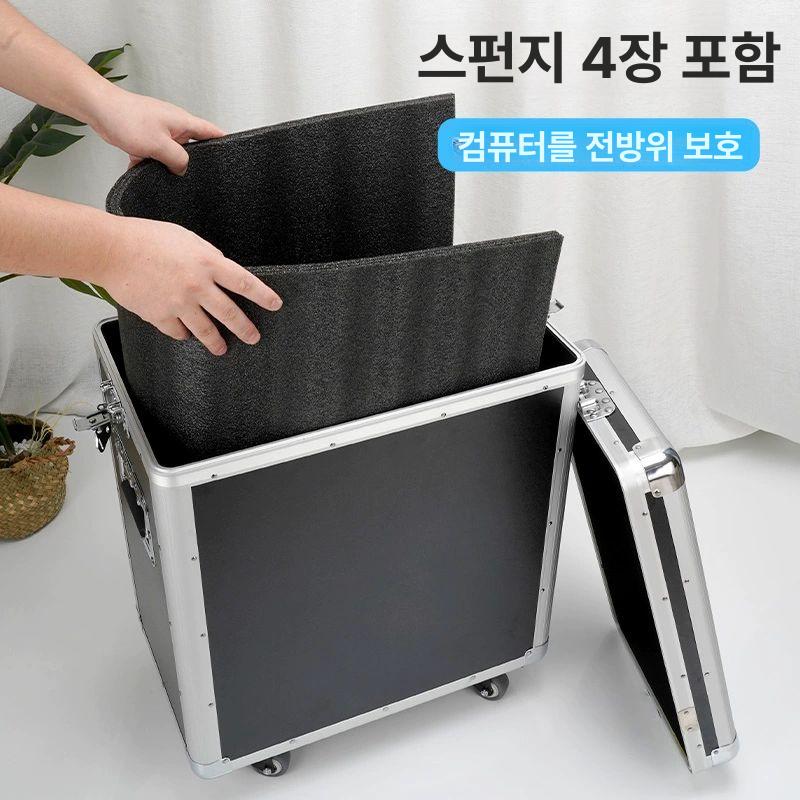 27인치 모니터 알루미늄 듀얼모니터 하드 케이스 중형 블랙-4개 만능 바퀴 중타 케이스 캐리어 - 상세 이미지 4