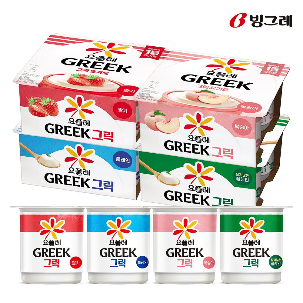빙그레 요플레 그릭 80g 4종 혼합 16개입 그릭요거트
