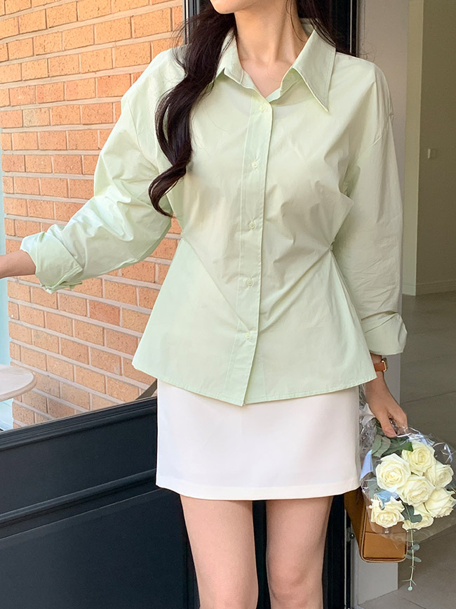 필린 루즈핏 허리 버튼 파스텔 셔츠 bs7823 - 상세 이미지 2