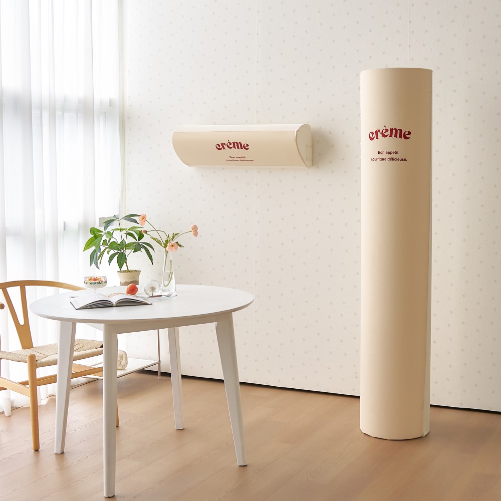 투인원 에어컨커버 에어스판 버터크림 가리개 스탠드 원형일반 벽걸이 SS 세트