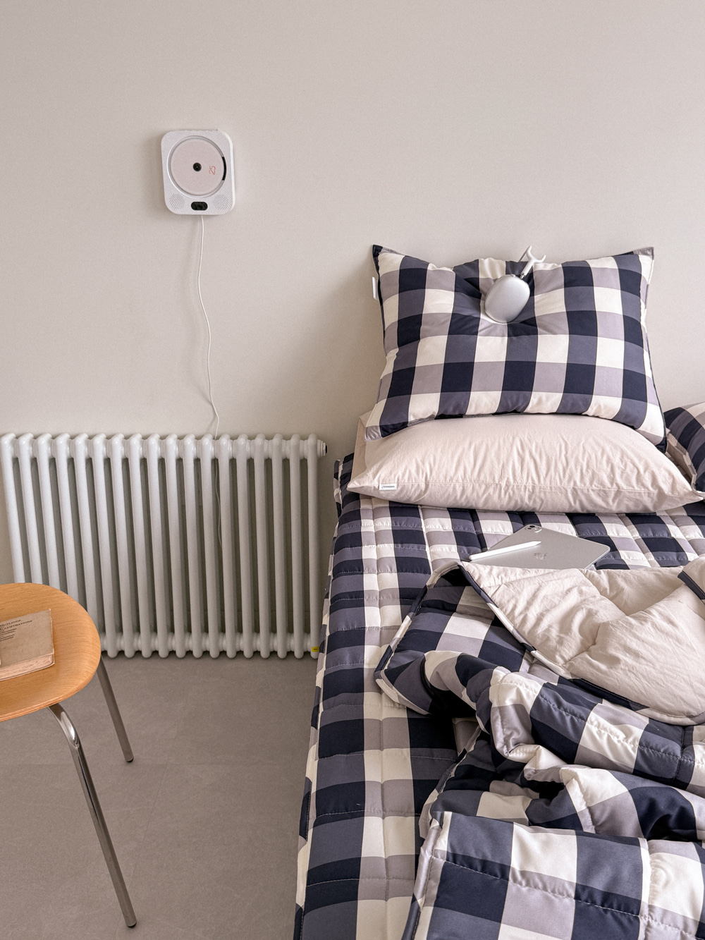 클래식 빅깅엄 네이비 체크 차렵이불 4종 풀세트 10%