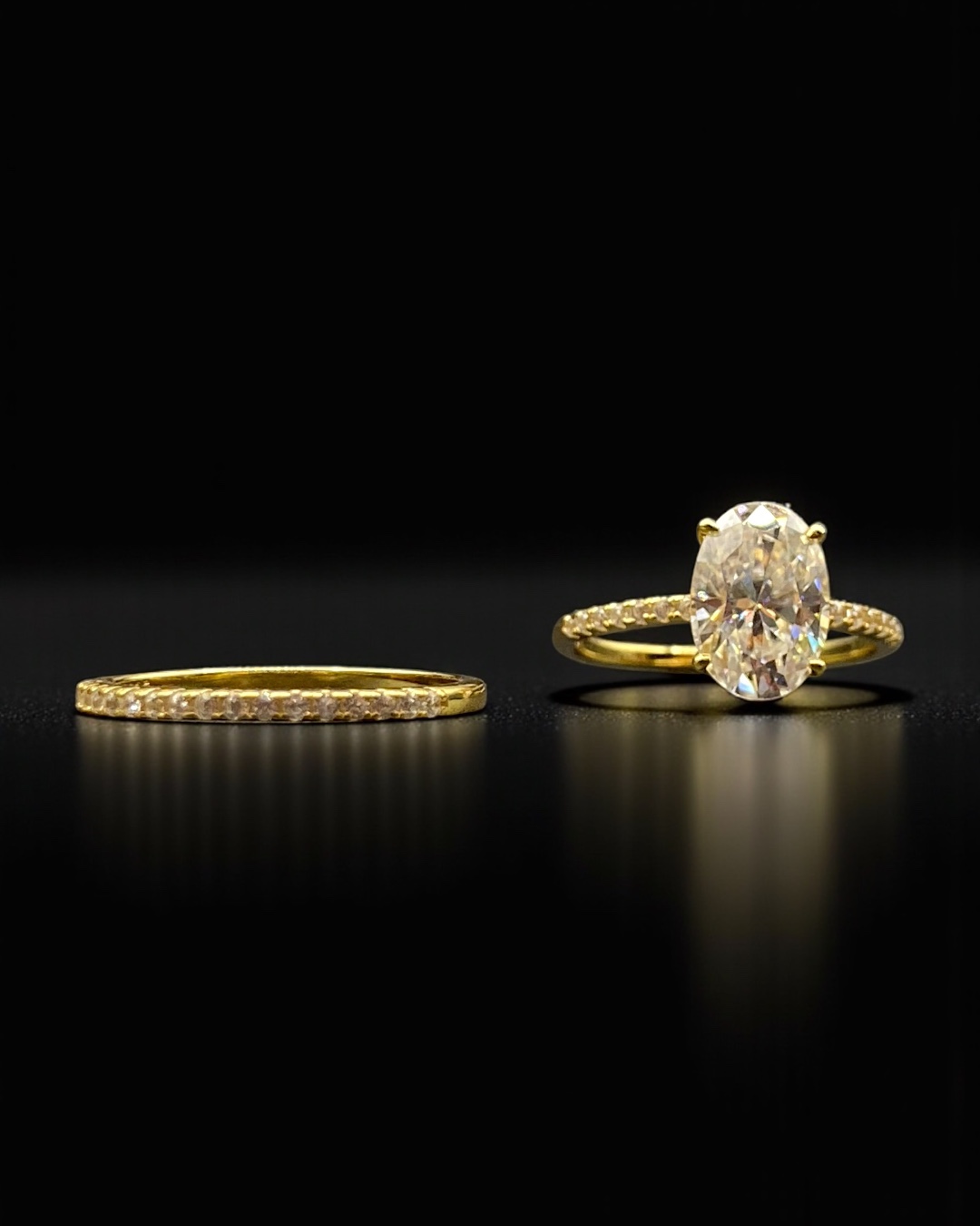[18K vermeil Ring] 18K도금 모이사나이트 오벌 레이어드링 2ring-1set 이미지 6