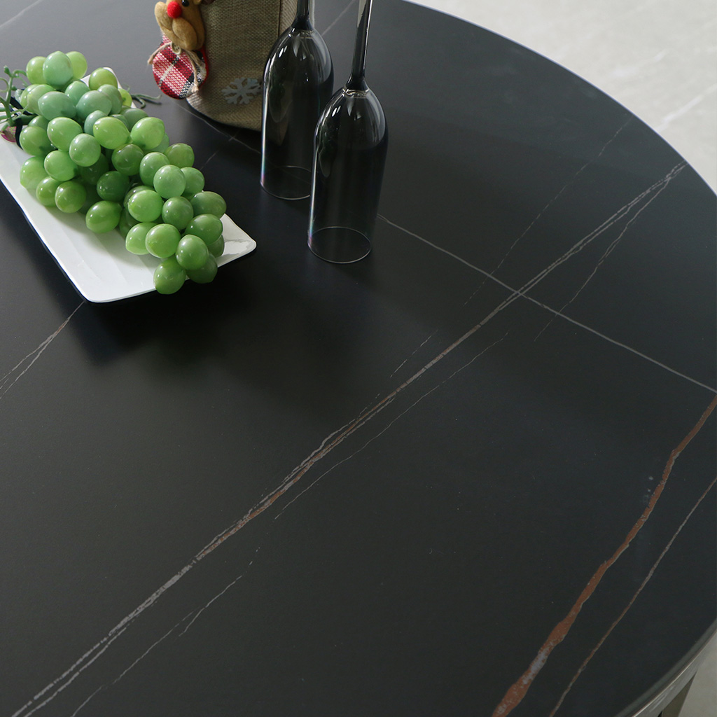 스코나 슬로이 스텐 실버 포세린 세라믹 원형 거실 소파 테이블 좌탁