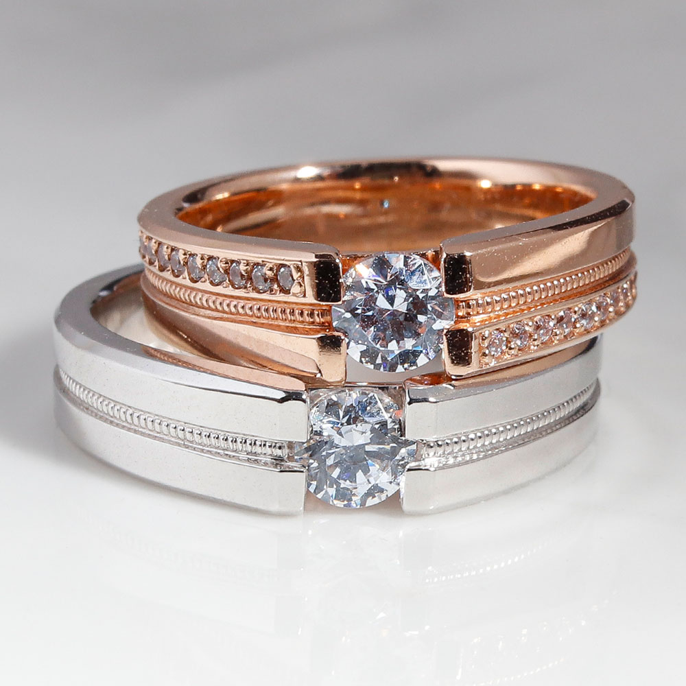 3부 천연 다이아 리네아 커플링 반지 커플 결혼 웨딩 기념일