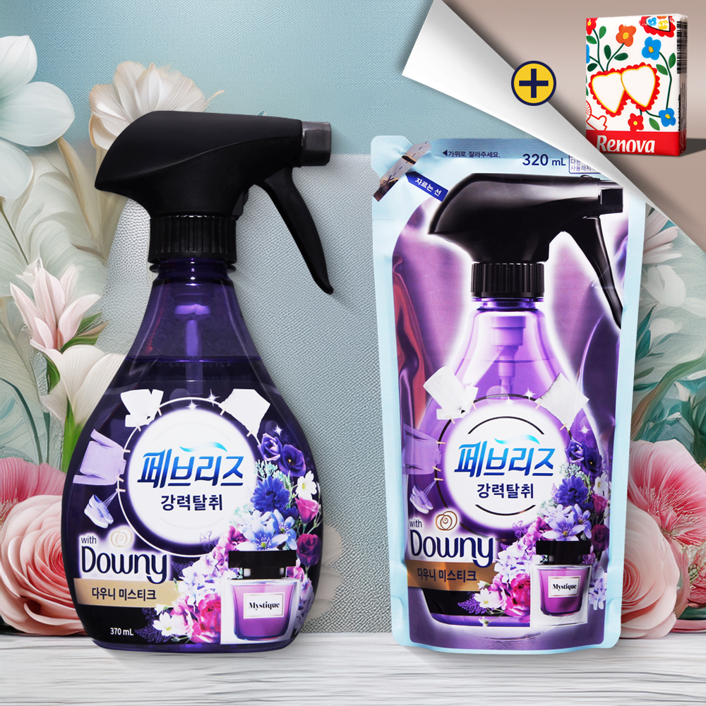 페브리즈 미스티크향 다우니 본품 370ml 1개 + 리필 320ml 1개 세트 - 메인 이미지