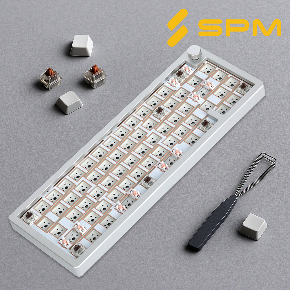 SPM AL68A 커스텀 키보드 베어본 풀알루미늄 실버, 미포함