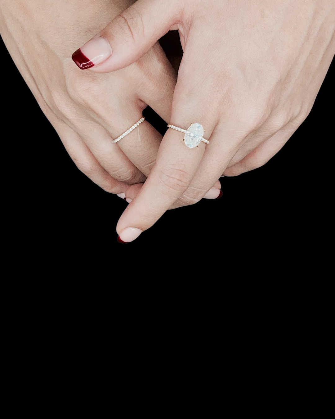 [18K vermeil Ring] 18K도금 모이사나이트 오벌 레이어드링 2ring-1set 이미지 8