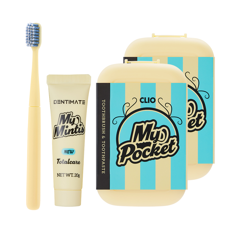 크리오 마이 포켓 휴대용 조립형 칫솔+치약 세트 1입 2세트
