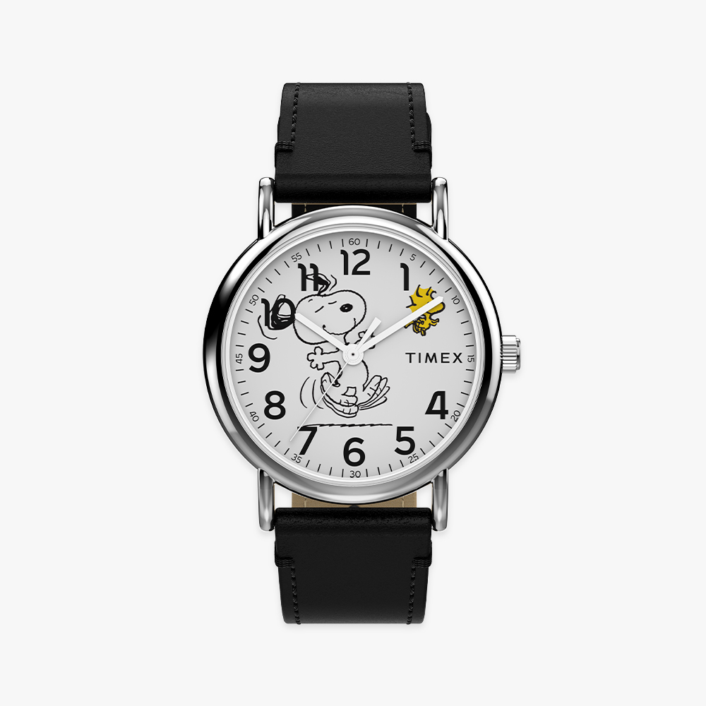 타이맥스 x 피너츠 위켄더 스누피 댄싱 블랙 레더워치 38mm TW2Y31000 이미지 2