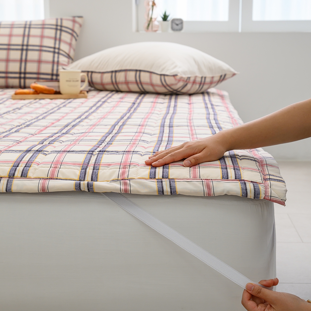 나라데코 체크 소프트워싱 먼지없는 사계절 밴딩 침대패드 SS