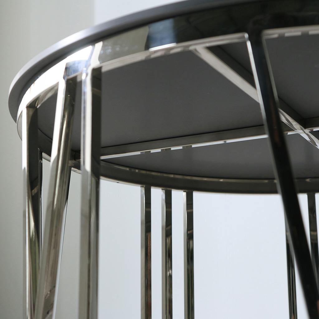 스코나 슬로이 스텐 실버 포세린 세라믹 원형 거실 소파 테이블 좌탁