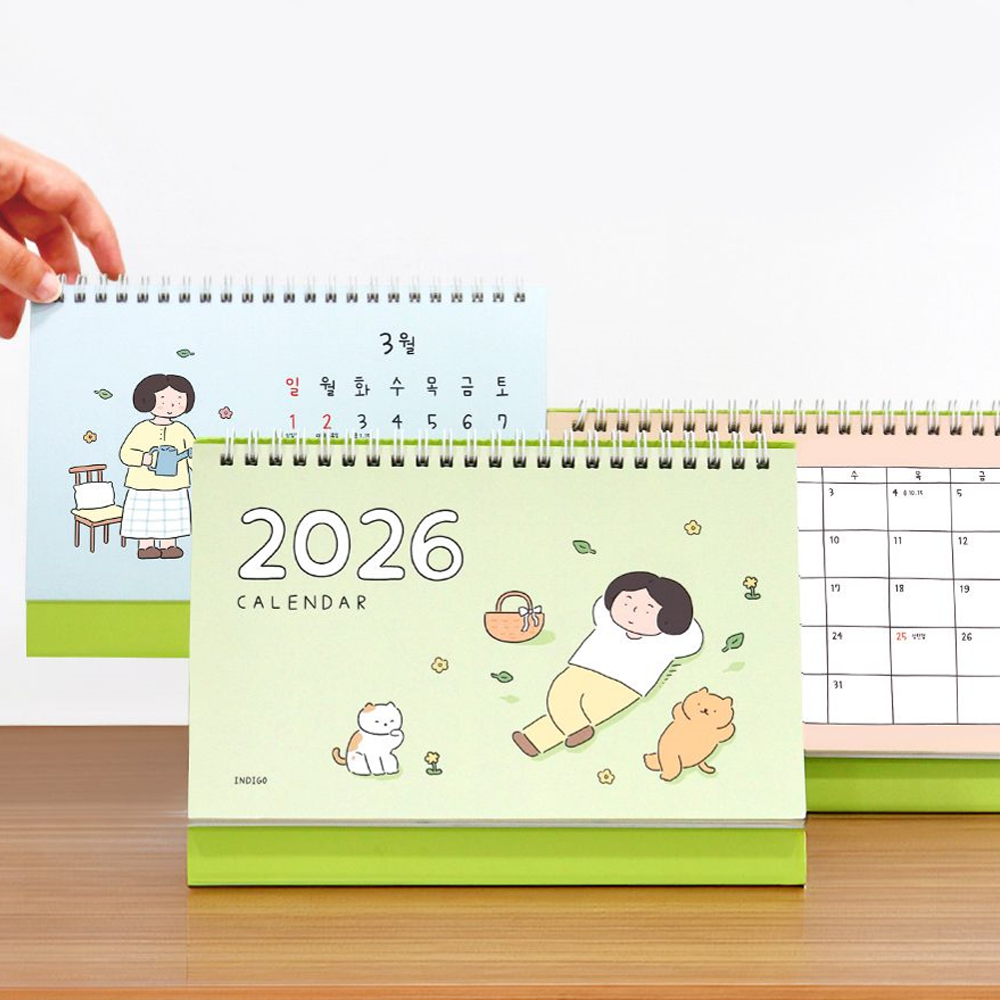 2026 신년달력 귀여운 일상 일러스트 데스크 탁상 캘린더 달력 - 상품 이미지