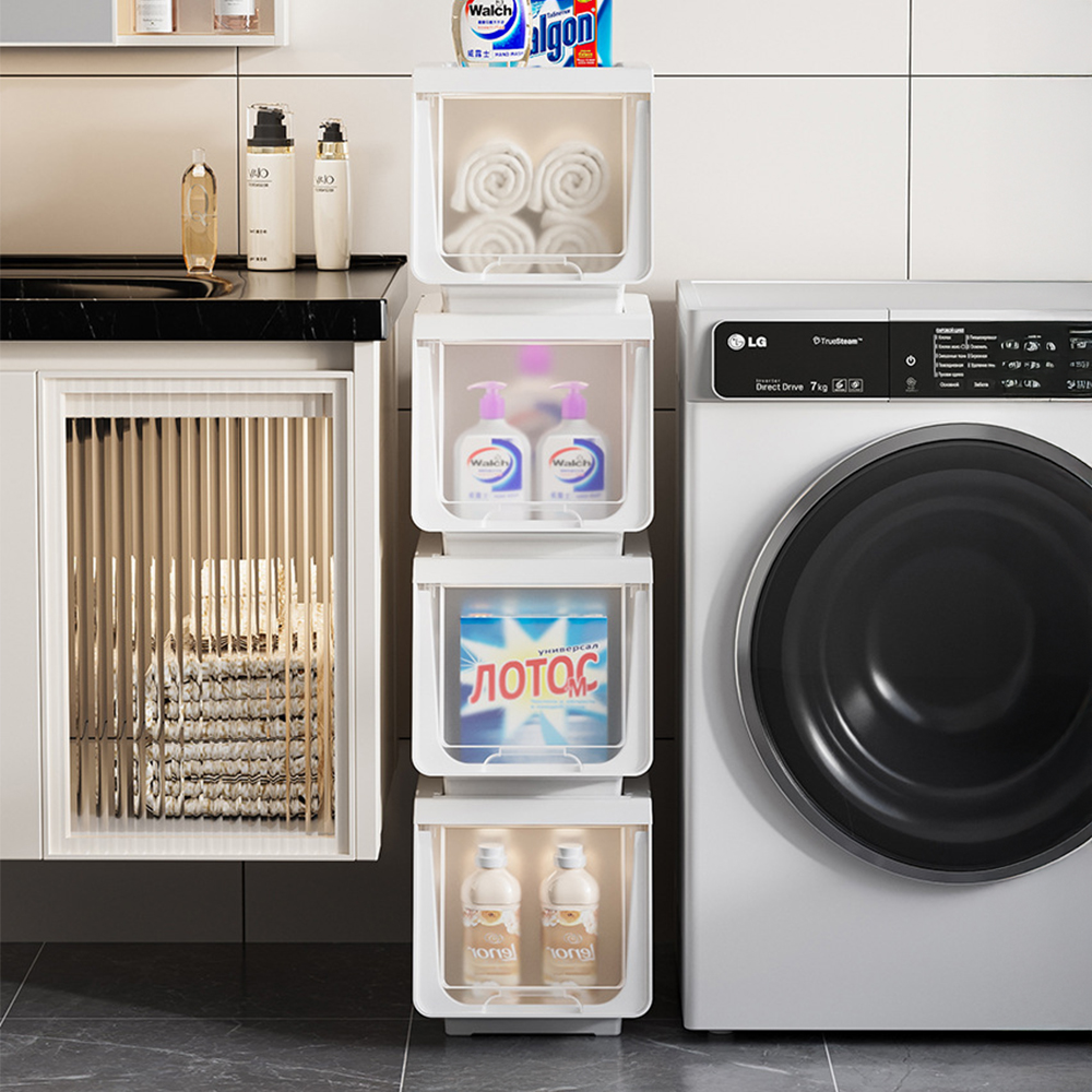 적층형 리빙박스 플라스틱 옷정리함 팬트리 옷장 수납 박스 정리함 S