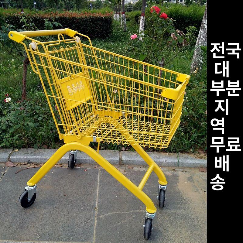 마트 쇼핑카트 시장 핸드캐리어 손수레 폴딩 핸드카트 장보기 방수 바퀴 카트 바퀴달린 더블 레이어 핑크 - 상세 이미지 3