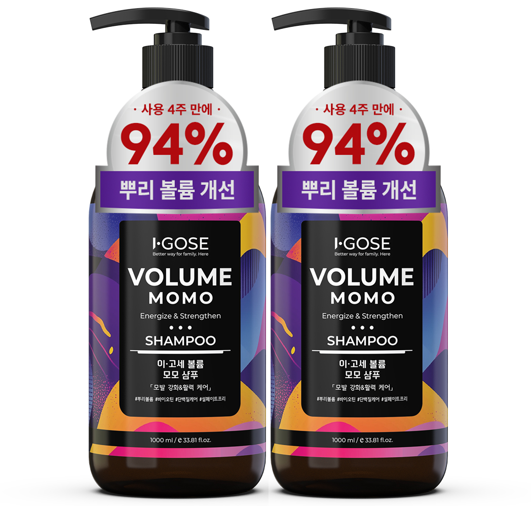 이고세 뿌리볼륨 영양 모근강화 볼륨 모모 샴푸 1L, 2개 - 상품 이미지