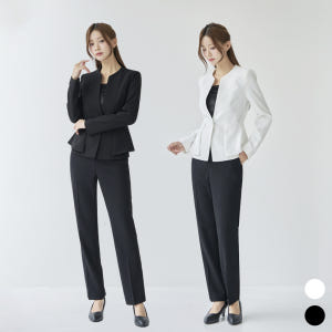 여성 정장 노카라 노버튼 페플럼 유니폼 아나운서 면접 [Y날개 바지 세트... 착용 후기 | 사이즈/핏 총정리 - 상품 이미지 2