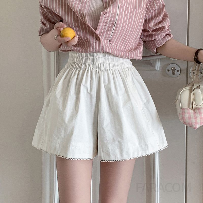 여성용 여름 레이스 하이웨이스트 A라인 치마반바지 캐주얼 다용도 스타일 편안한 착용감 시원한 루즈핏 팬츠 데일리 외출용 - 상세 이미지 2