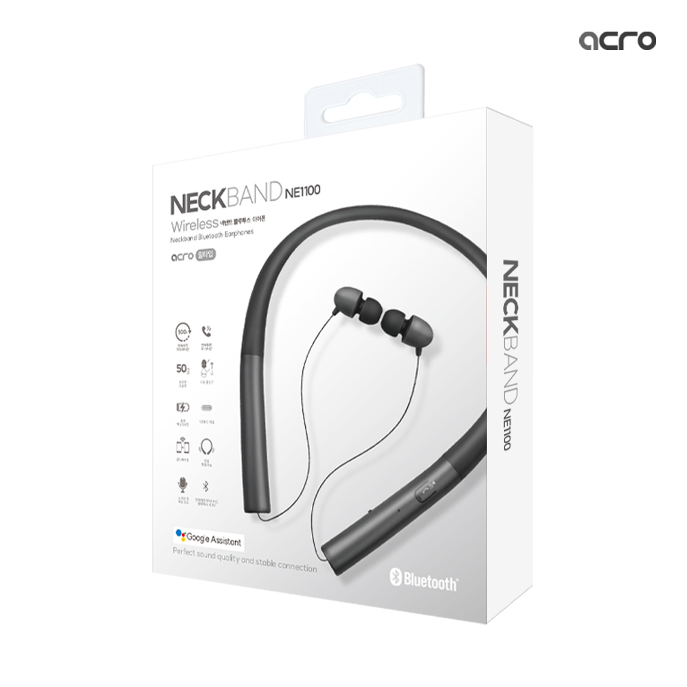 ACRO 넥밴드 이어폰 NE-1100 블루투스 무선 커널형 목걸이 블랙