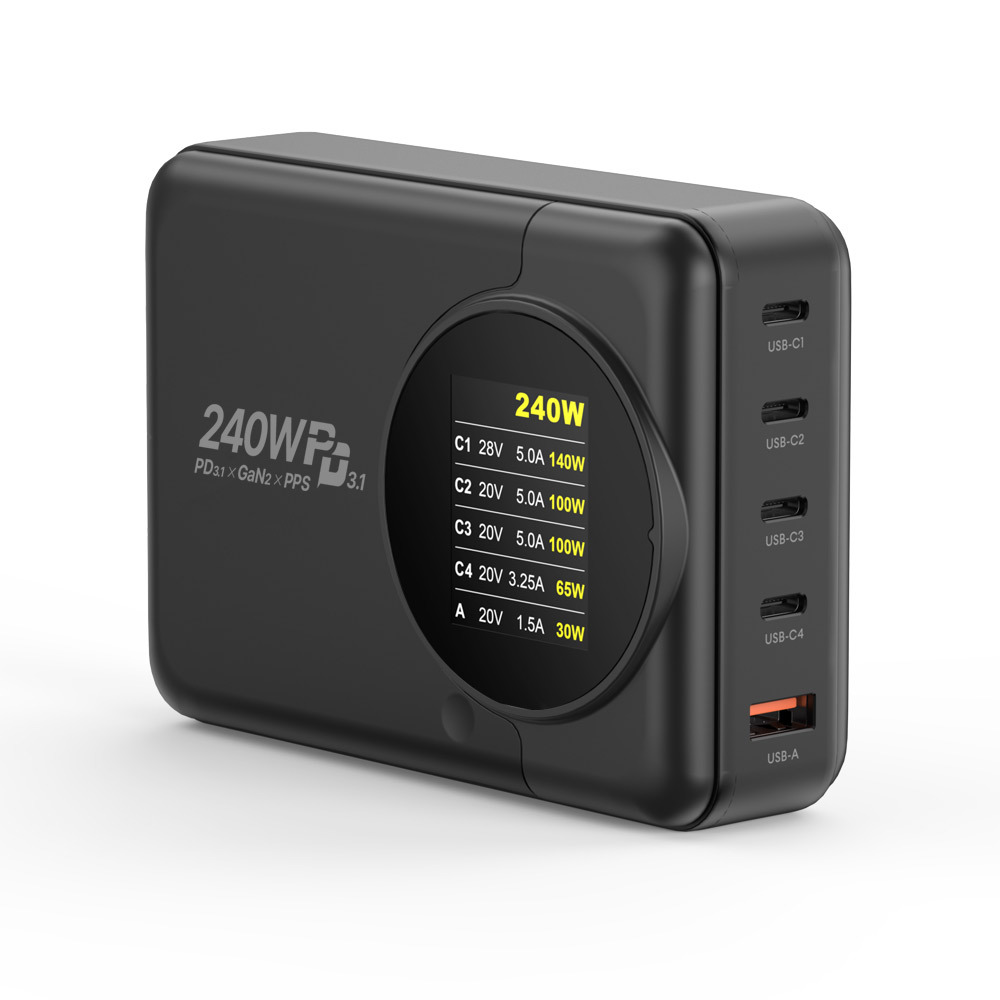 200w 접지형 고속 멀티충전기 맥북 C타입 200PD-GAN2 100WLED 케이블세트 - 메인 이미지