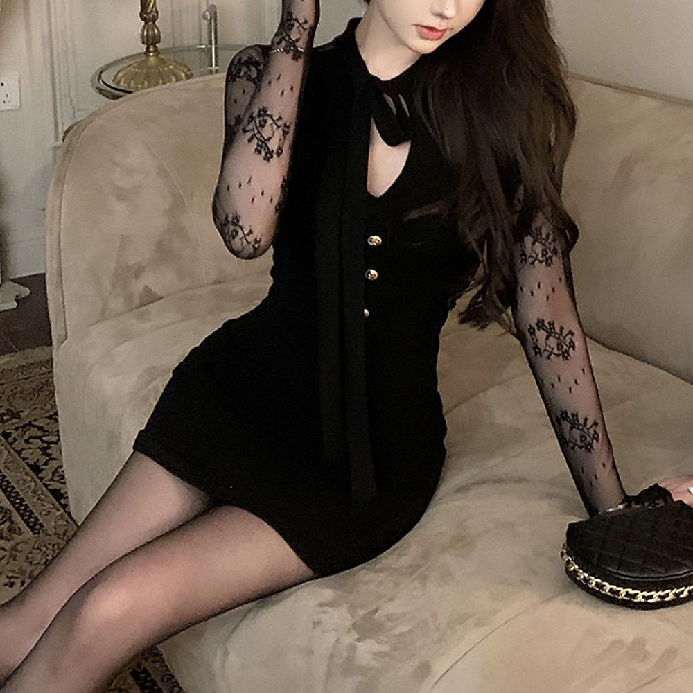 테에릴 섹시원피스 블랙 레이스 데이트룩 AE0469 - 상세 이미지 4