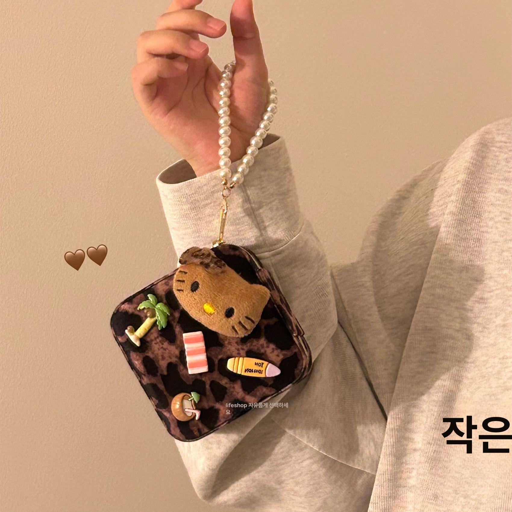 헬로키티 보석함 쥬얼리 휴대용 보관 표범 반지 목걸이 귀걸이 정리 인테리어 소품 레오파드 - 상세 이미지 4