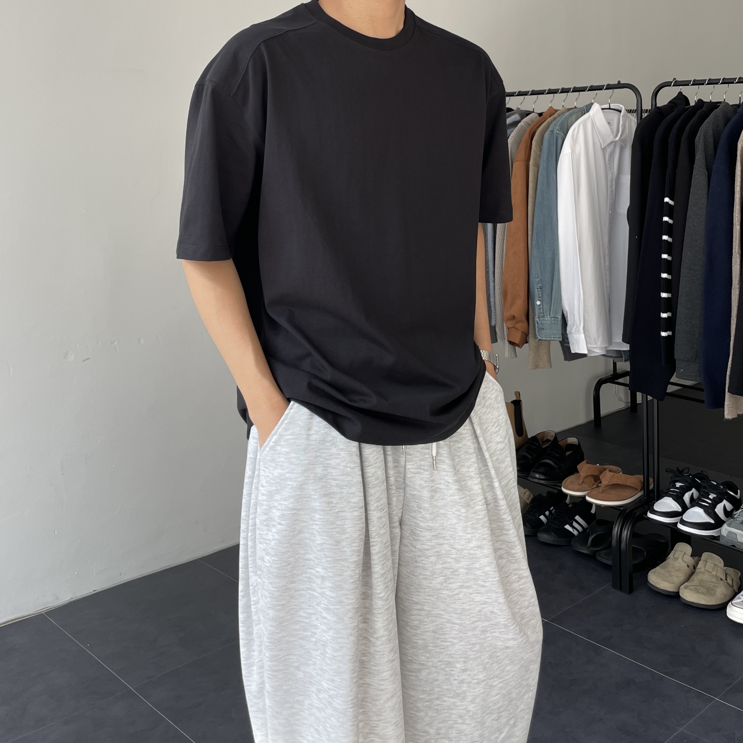 1+1 남자흰티 무지티 흰색반팔티 어깨넓어보이는반팔 - 상세 이미지 3