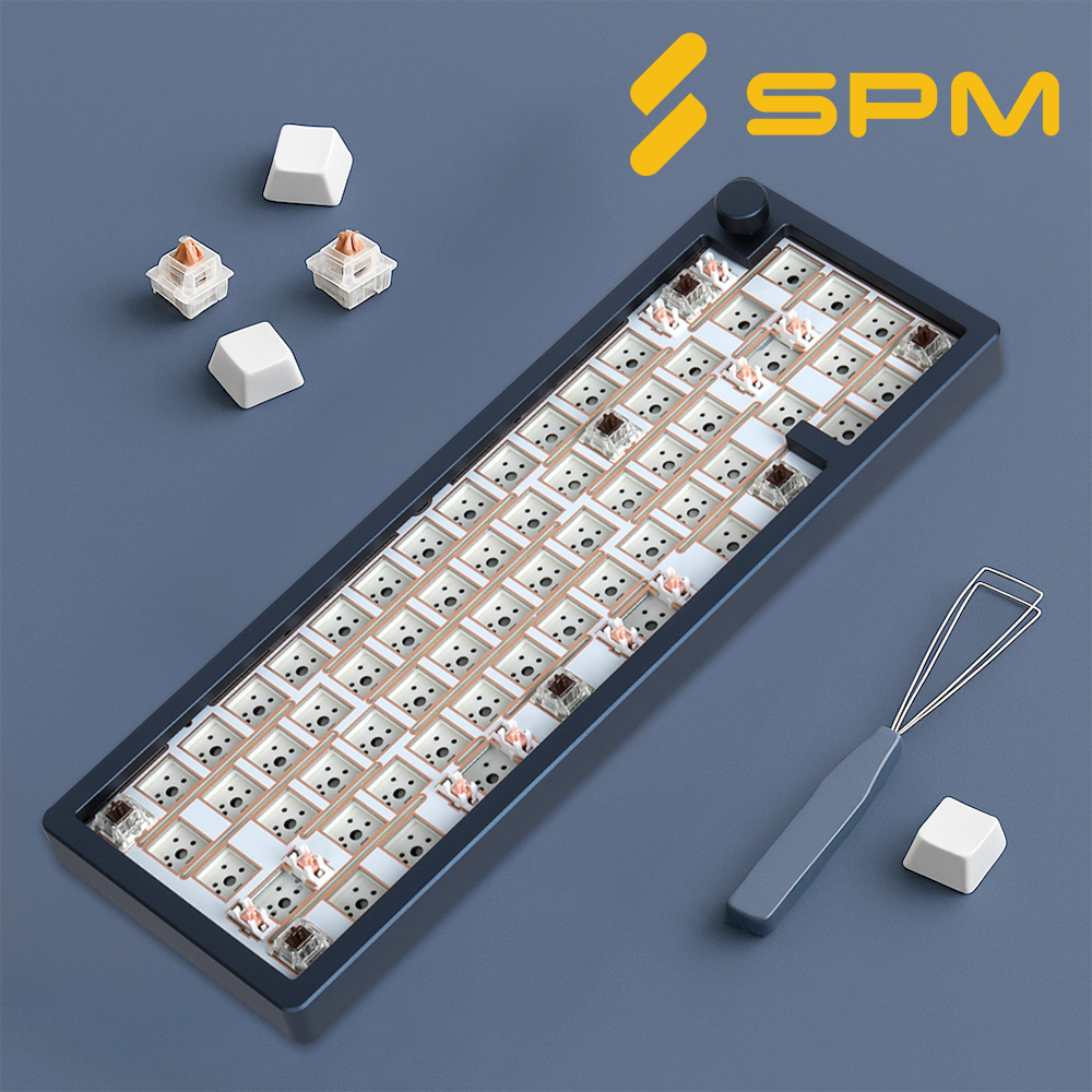 SPM AL68A 커스텀 키보드 베어본 풀알루미늄 네이비, 미포함