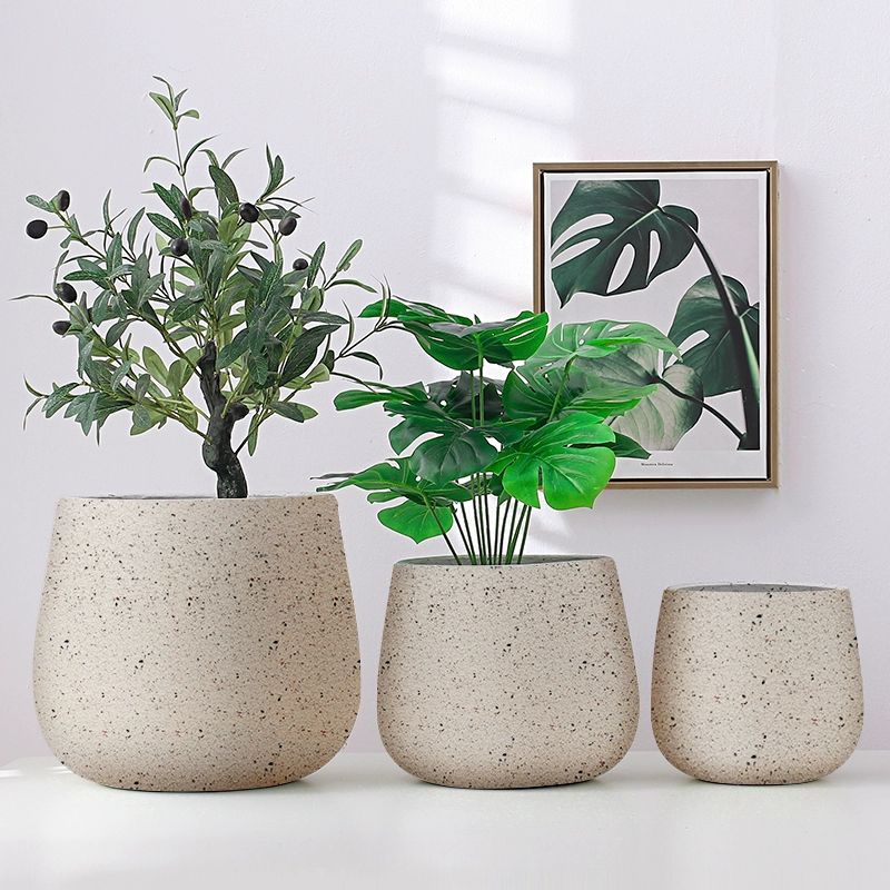 특대형화분 도자기 둥근모양 거실 정원 토분 인테리어 시멘트컬러 마그네슘 시멘트 33x36cm - 상세 이미지 2
