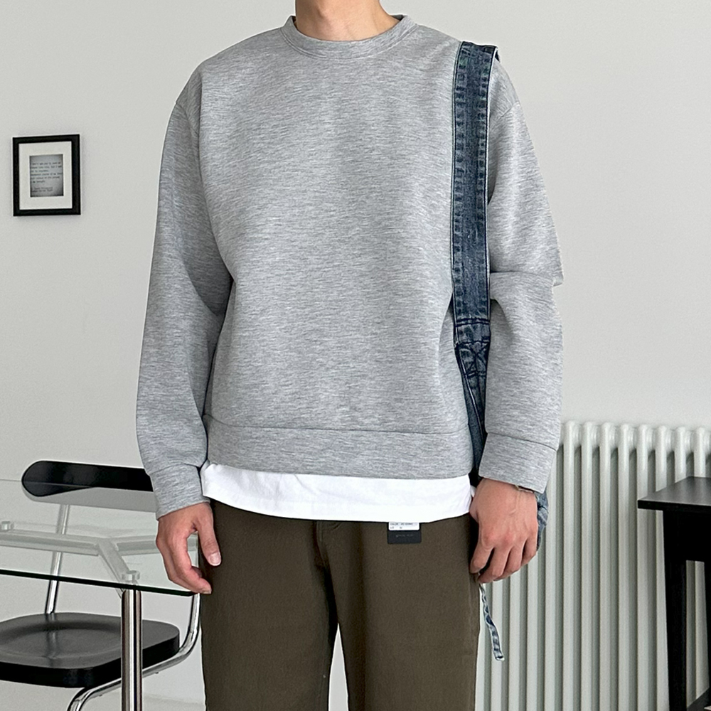 남자 맨투맨 구김없는 네오프렌 커플 오버핏 맨투맨 남자후드티