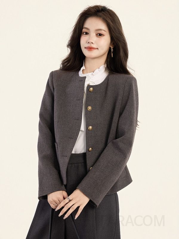 여성 레트로 짧은 자켓 가을 간절기용 스타일리쉬한 데일리룩 캐주얼 재킷 모던한 디자인 편안한 착용감 고급스러운 외출용 - 상세 이미지 3