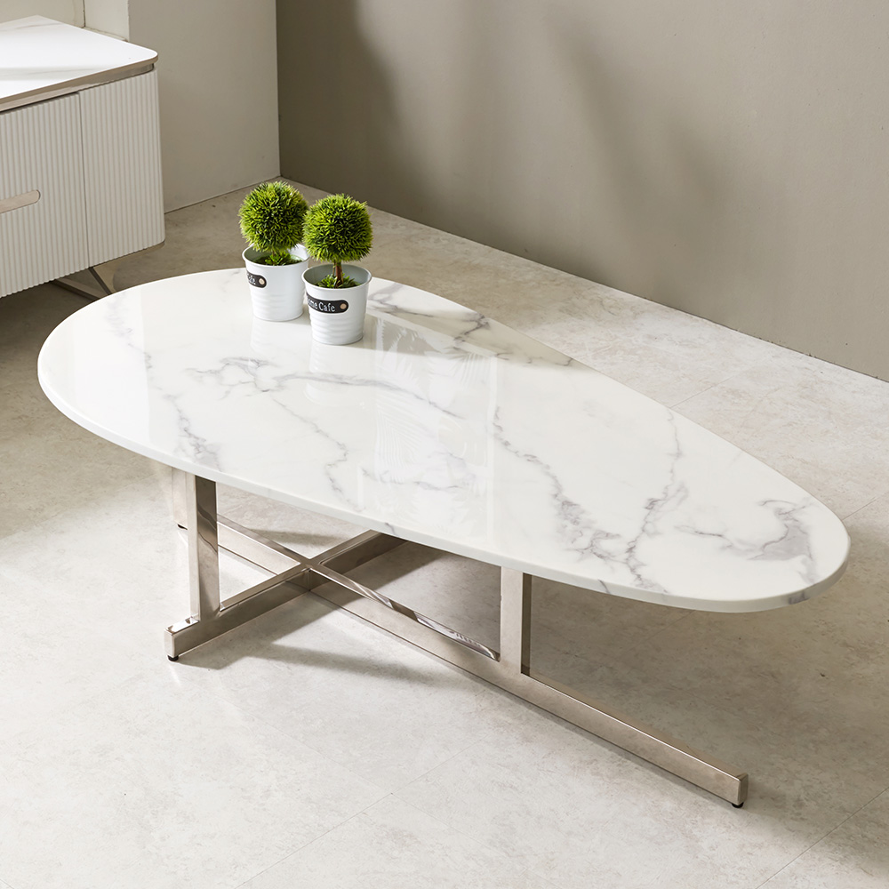 스코나 하일런 대리석 스물방울 스텐 스틸 거실 소파 테이블 좌탁