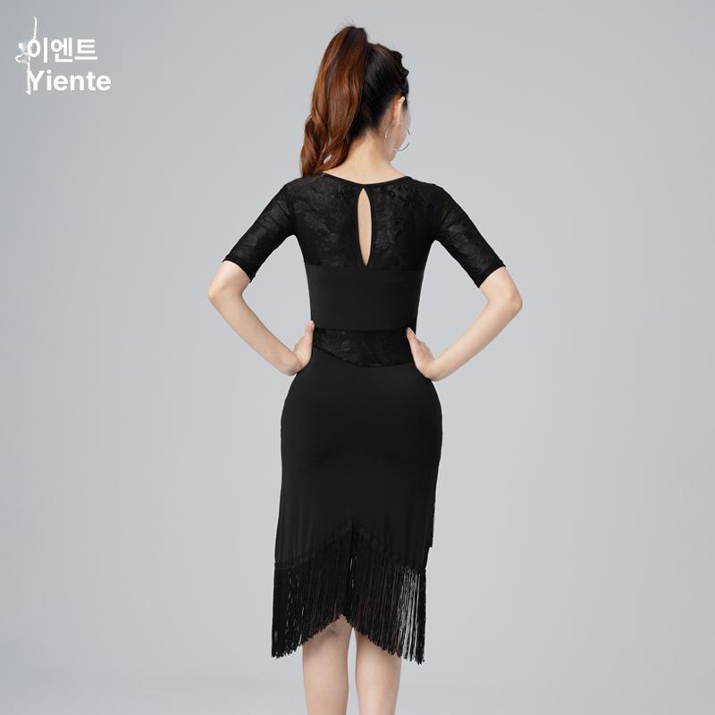 삼바 댄스 자이브 줌바복 의상 원피스 탱고 쌈바 무대의상 상의 티셔츠 살사 블랙 배송 타이츠 S - 상세 이미지 5