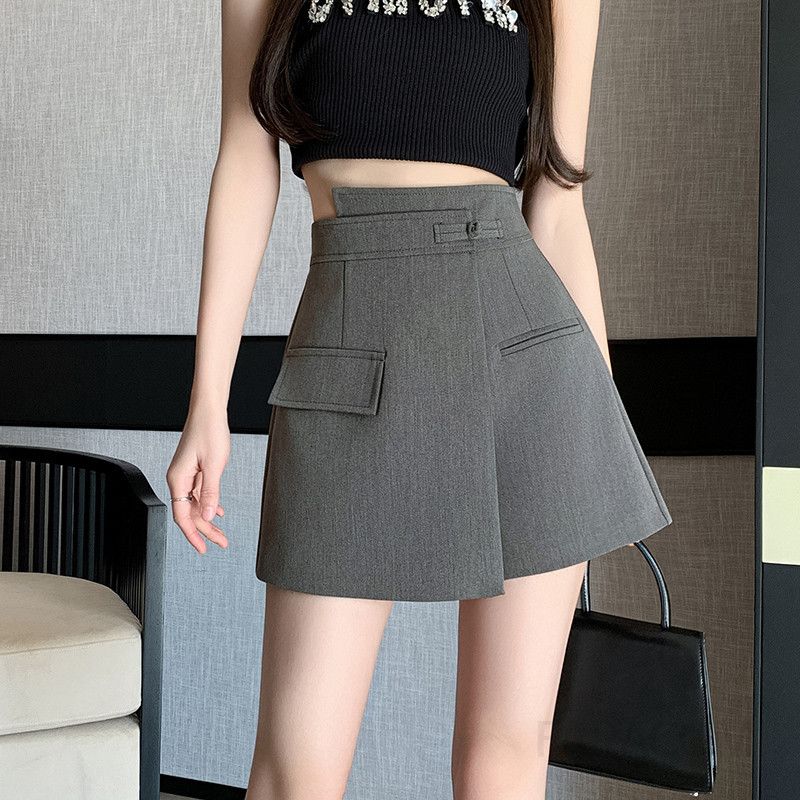 여성 여름 불규칙 슬릿 A라인 치마바지 시원한 착용감 데일리 스타일 통기성 좋은 캐주얼 디자인 트렌디한 외출용 팬츠 스커트 - 상품 이미지