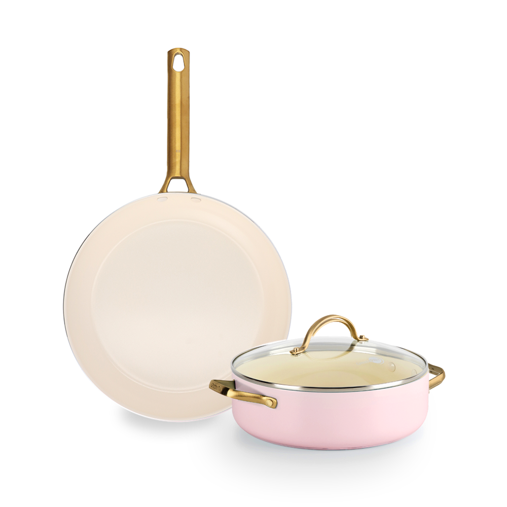 그린팬 파도바 프라이팬 양수냄비 2종 선물세트 세라믹 코팅 인덕션 팬 28cm + 전골 24cm, 블러쉬핑크 - 상세 이미지 2