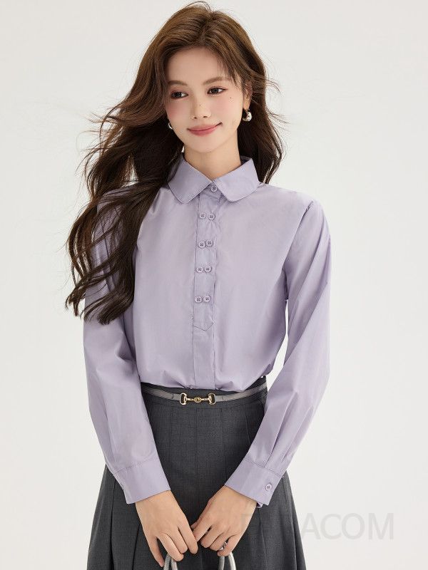 여성 더블브레스트 긴팔 셔츠 가을 레이어드 코튼 캐주얼 스타일 시크한 웨스턴 무드 편안한 착용감 데일리룩 활용 가능 - 상세 이미지 4