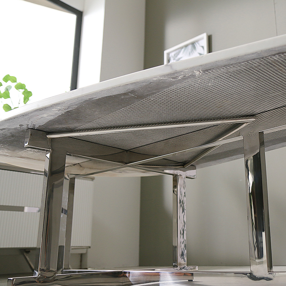 스코나 하일런 대리석 스물방울 스텐 스틸 거실 소파 테이블 좌탁