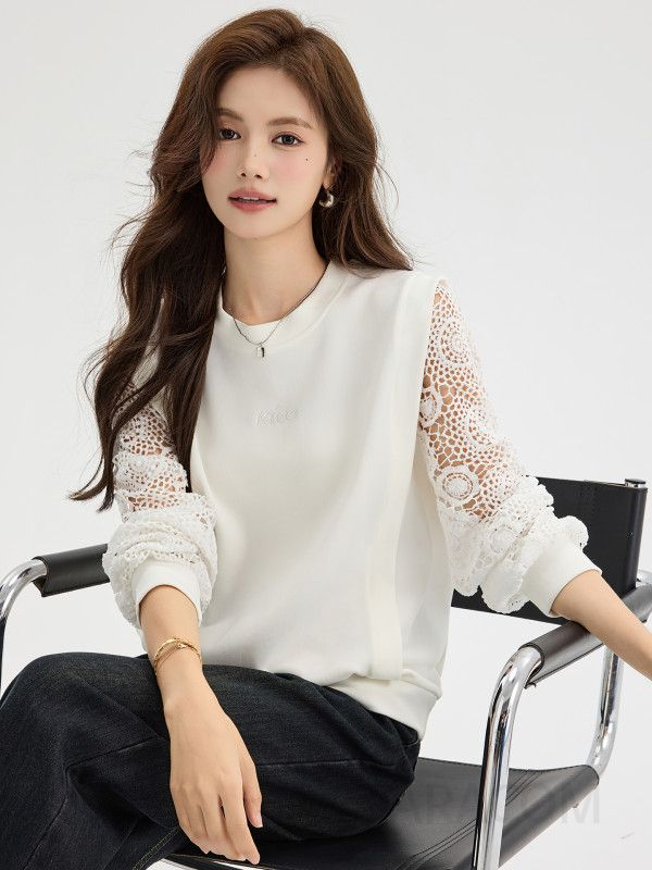 여성 라운드넥 크로셰 긴팔 스웨터 가을 독특한 디자인 데일리룩 느슨한 착용감 편안한 스타일 캐주얼한 매치 위한 패션 탑 - 상세 이미지 4