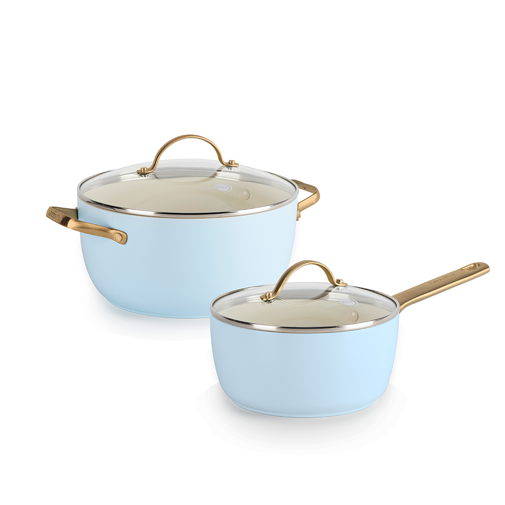 그린팬 파도바 냄비 필수 2종세트 세라믹 논스틱 코팅 인덕션 편수 18cm + 양수 20cm, 파스텔블루 - 메인 이미지