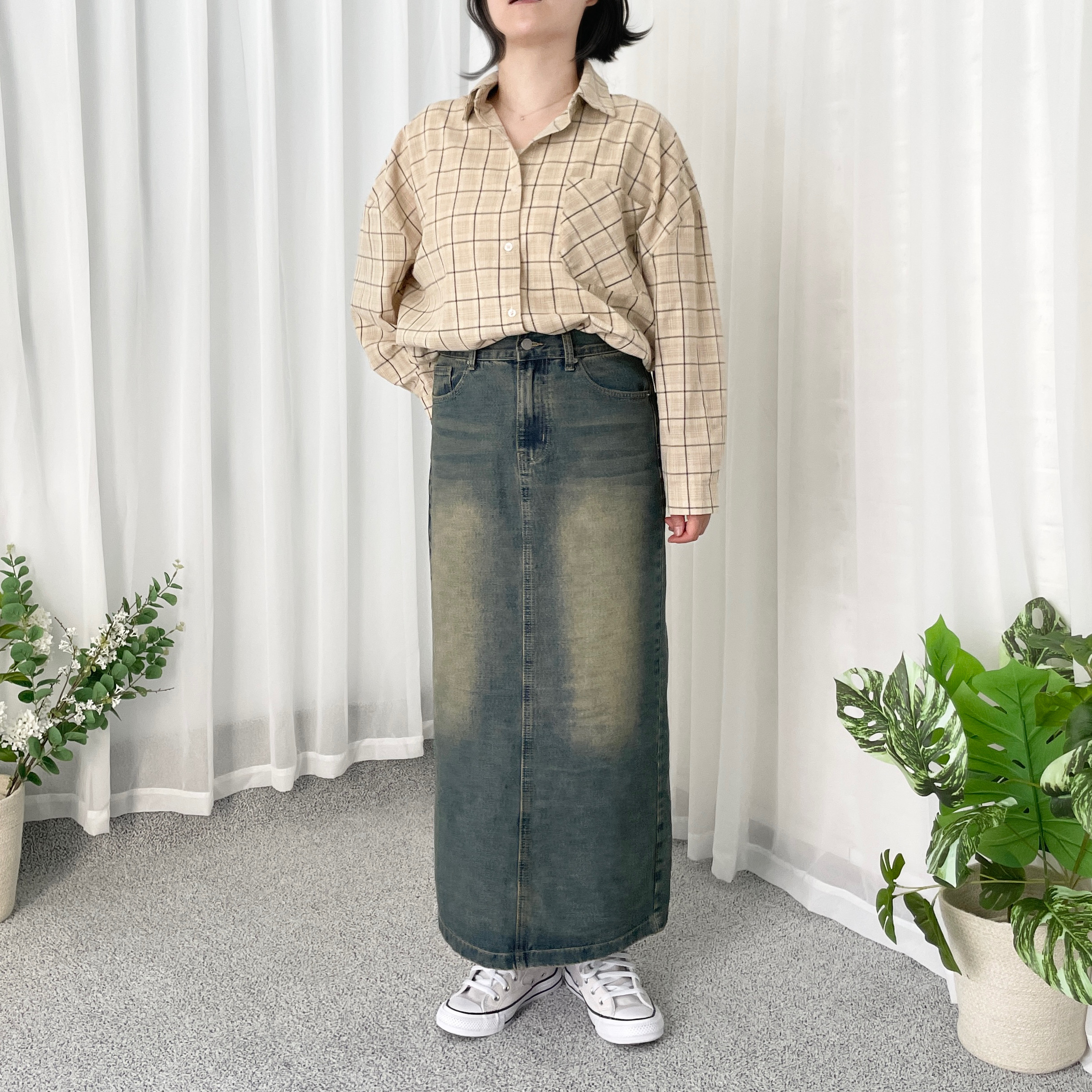 여성체크남방 오버핏남방 드롭숄더셔츠 - 상세 이미지 2