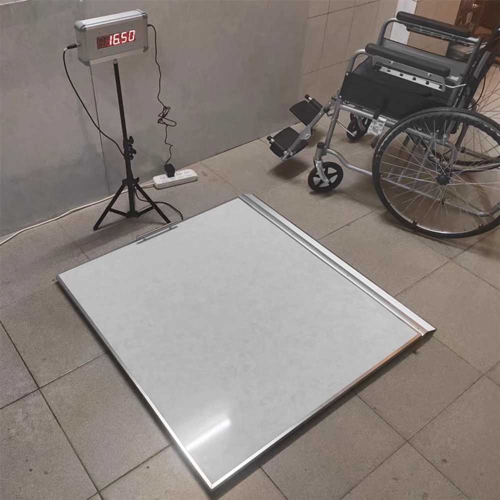 의료용 휠체어 체중계 병원 환자 전용 전자식 계량기 80cmx80cm 흰색 - 상품 이미지