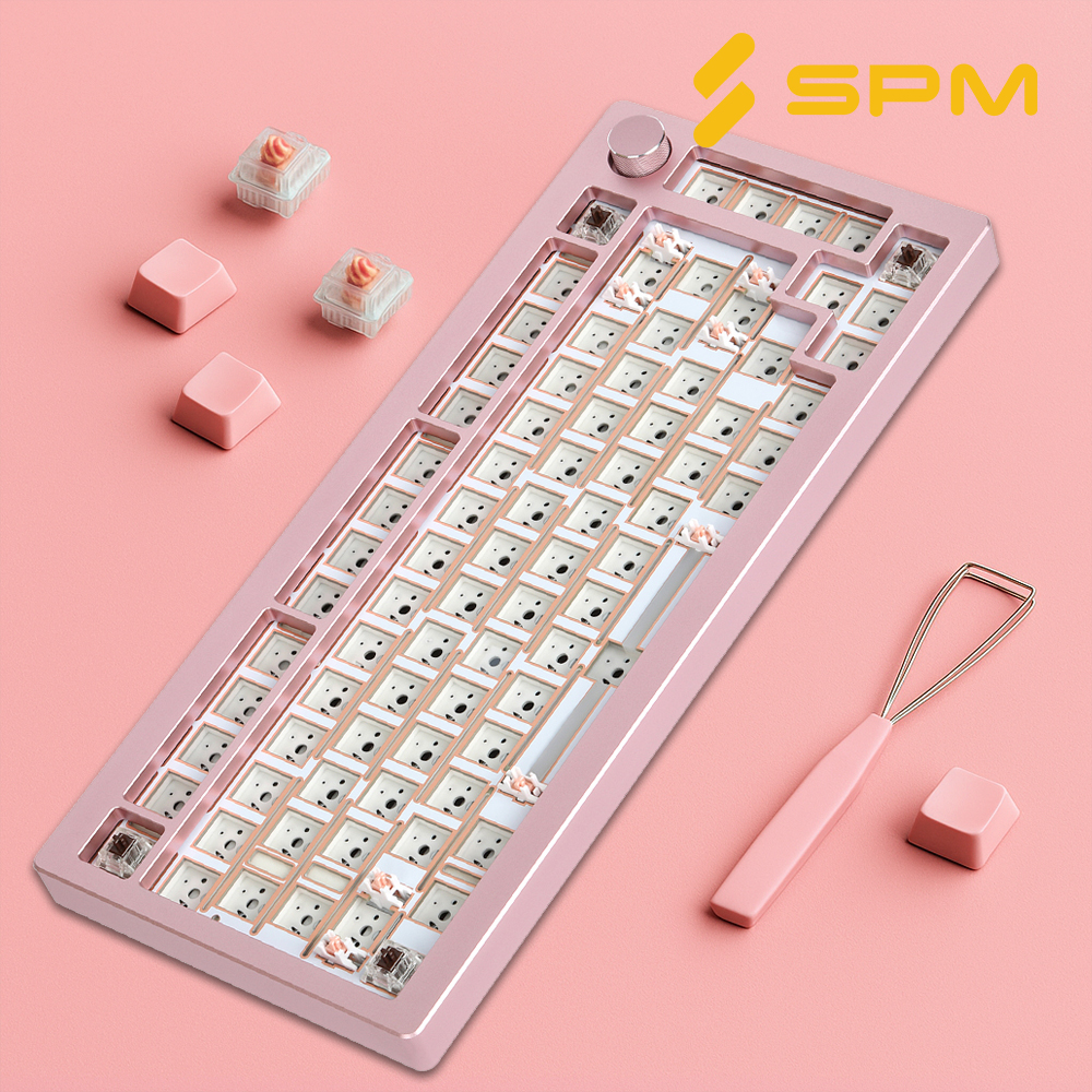 SPM AL82B 커스텀 키보드 베어본 풀알루미늄 핑크, 미포함