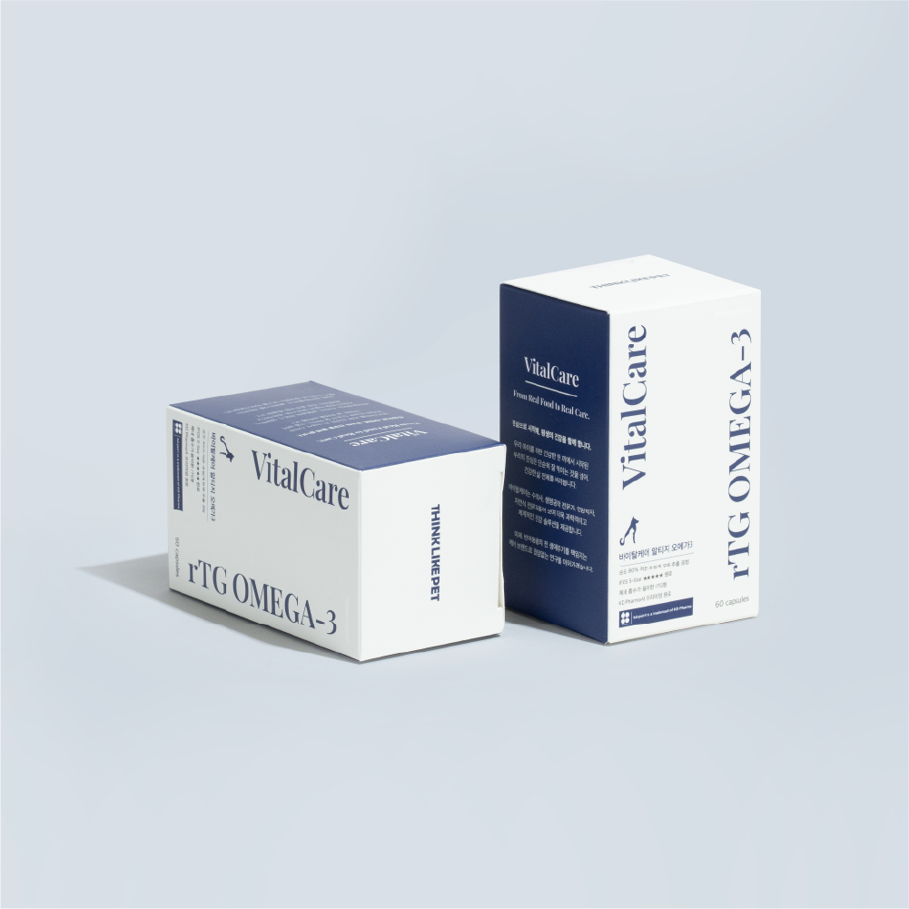 씽크라이크펫 순도80% KD파마 강아지 오메가3 250mg 60캡슐 피부 관절 영양제 바이탈케어 알티지