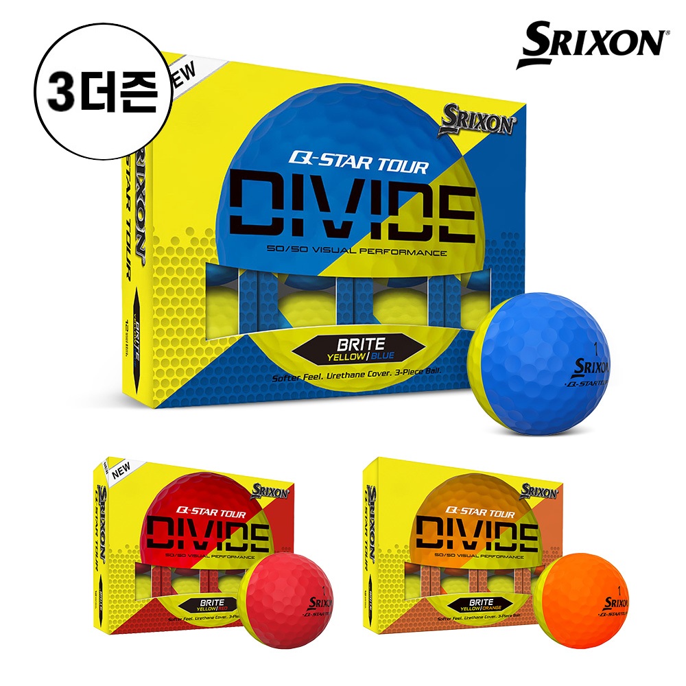 [3더즌/36알]던롭코리아 스릭슨 Q-STAR TOUR 5 DIVIDE 큐스타 투어 5 디바이드 우레탄 반반 골프공_3피스