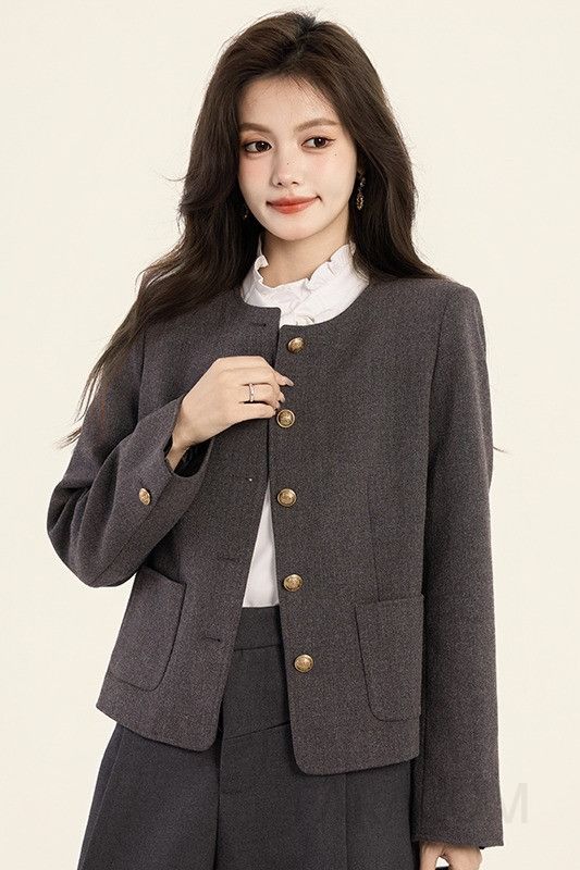 여성 레트로 짧은 자켓 가을 간절기용 스타일리쉬한 데일리룩 캐주얼 재킷 모던한 디자인 편안한 착용감 고급스러운 외출용 - 상세 이미지 5