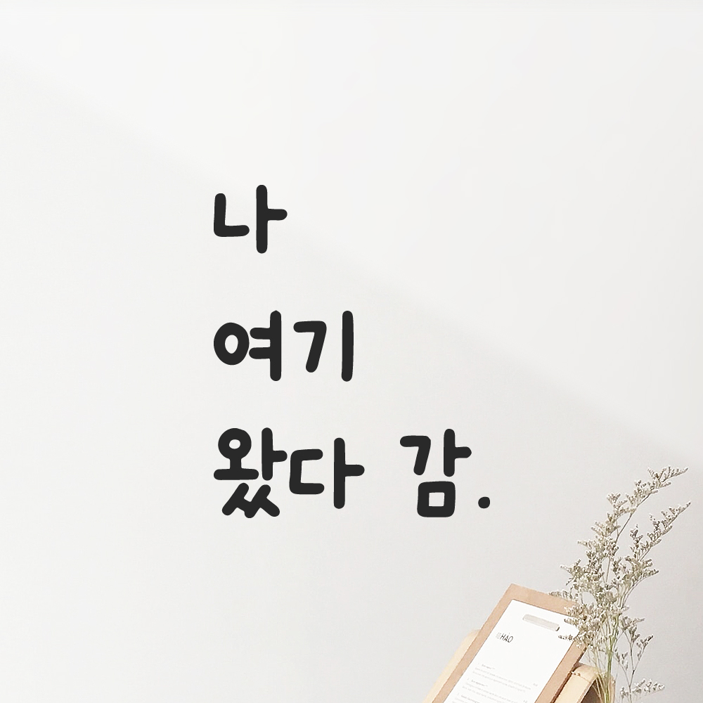 올망졸망 귀여운 손글씨 레터링 스티커 나 여기 왔다 감 검정S 9x11cm - 상품 이미지