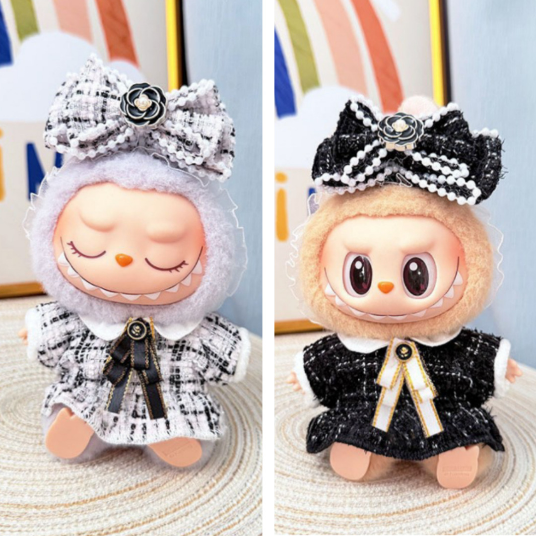 15cm 17cm 인형옷 라부부 인형 호환 트위드 원피스 세트 - 상품 이미지