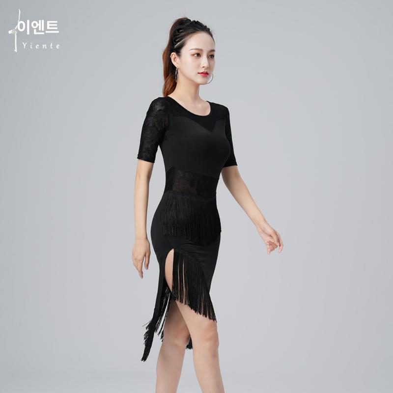 삼바 댄스 자이브 줌바복 의상 원피스 탱고 쌈바 무대의상 상의 티셔츠 살사 블랙 배송 타이츠 S - 상세 이미지 4