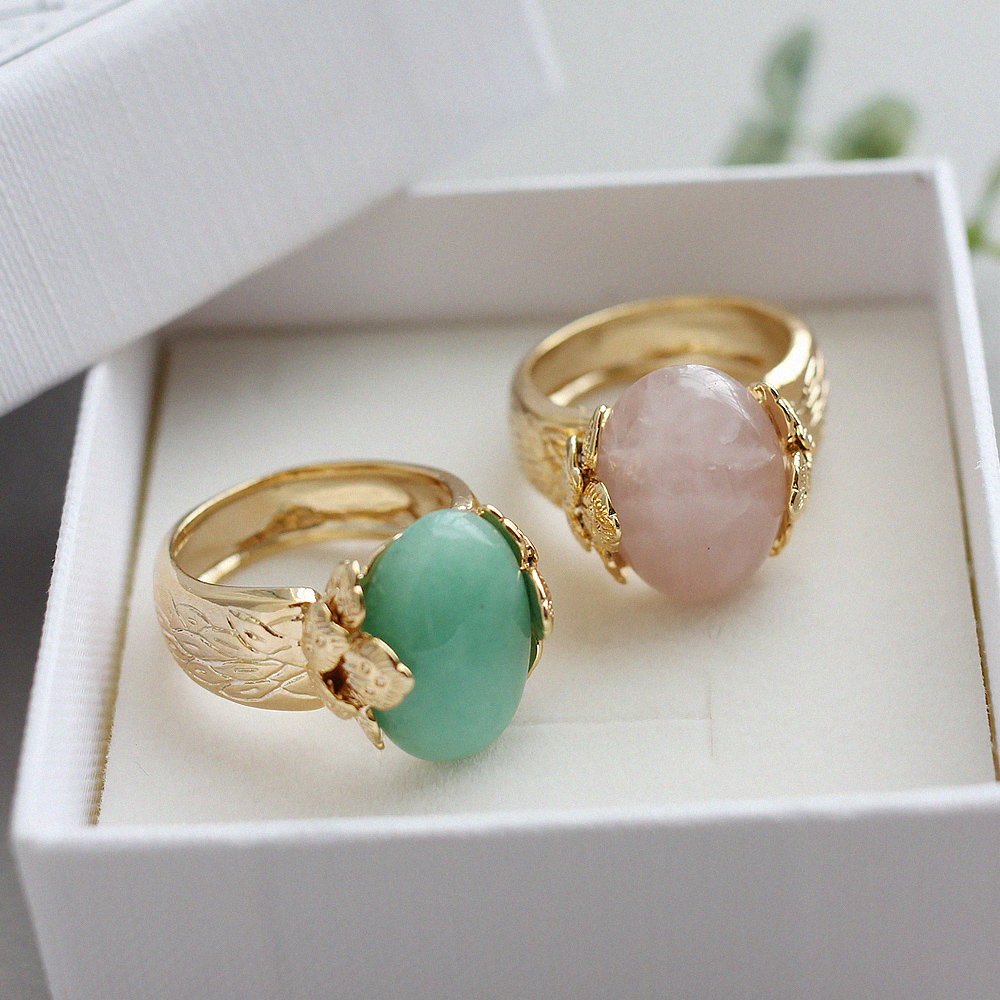 옥 장미석 원석 반지 가애 한복 혼주 코디 볼드 프리 사이즈 조절 링