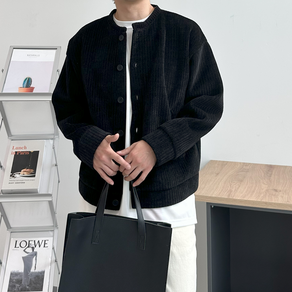 남자 가디건 구김없는 오버핏 벨루아 가디건 - 상세 이미지 4