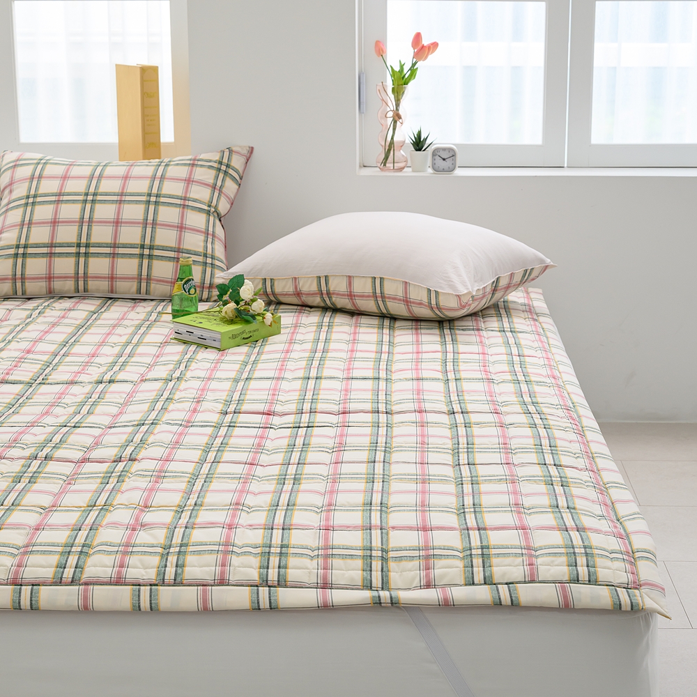 나라데코 체크 소프트워싱 먼지없는 사계절 밴딩 침대패드 SS